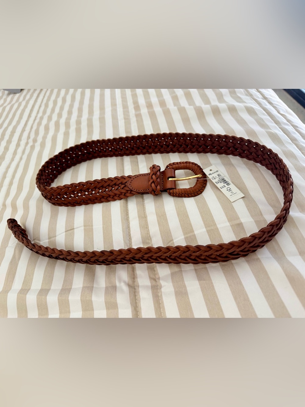 Madewell Woven Braided Brown Leather Belt M/L NWT
